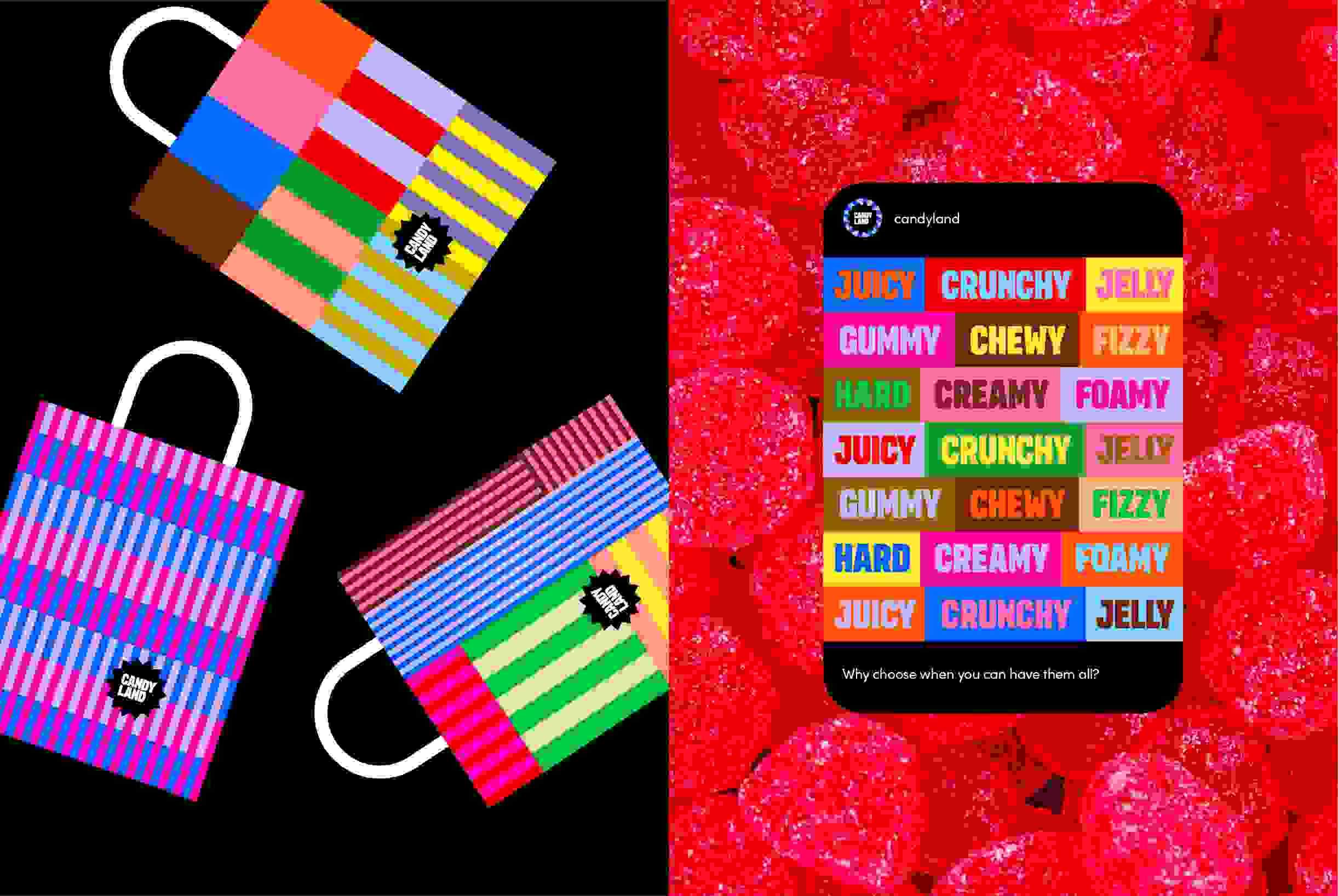 A Candyland bag and social media post visualisation